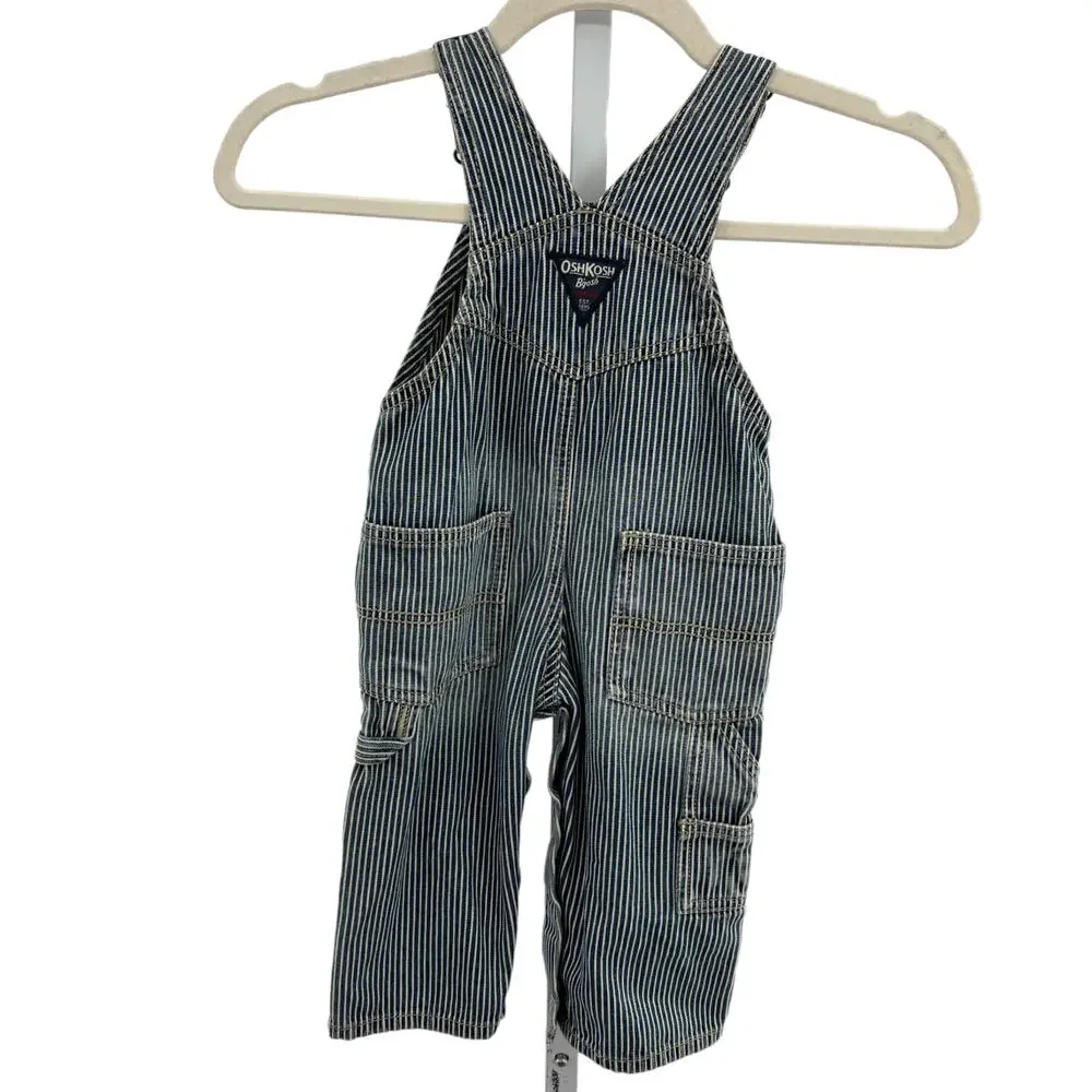 OshKosh B'Gosh Blue Pinstripe Railroad Baby Overalls